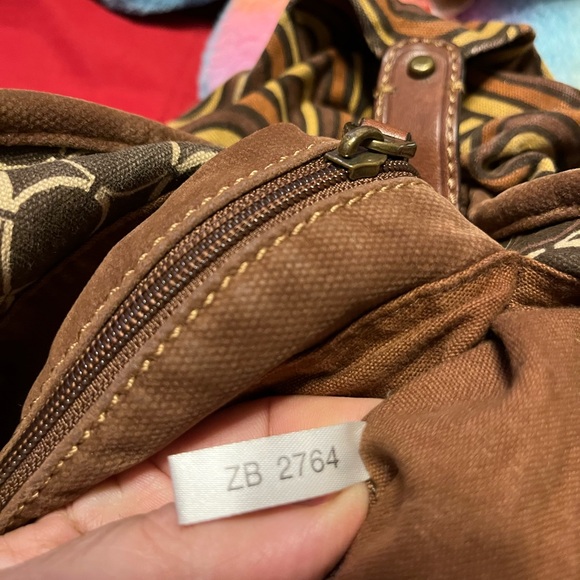 GUC FOSSIL Brown Floral/ Geometric Pattern Satchel Handbag - Picture 13 of 13